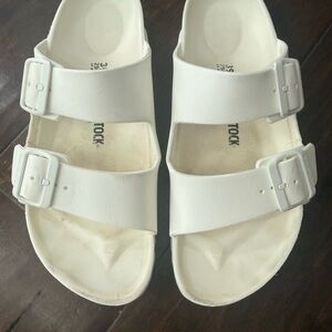 Birkenstock White Two-Strap EVA Sandals with Buckles